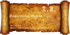 Kaminszky Miksa névjegykártya